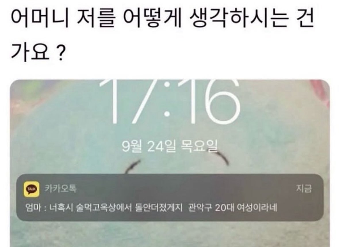 딸이 걱정된 엄마의 카톡
